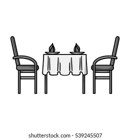 Restaurant table icon in monochrome style isolated on white background. Restaurant symbol stock vector illustration.