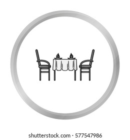 Restaurant table icon in monochrome style isolated on white background. Restaurant symbol stock vector illustration.
