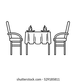Restaurant table icon in outline style isolated on white background. Restaurant symbol stock vector illustration.