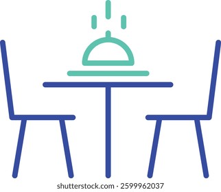 Restaurant table outline dual color vector illustration icon design