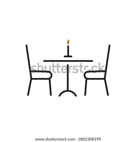 Restaurant Table Reservation Icon, Dining Area, Cafe Seating and Hospitality Vector Illustration