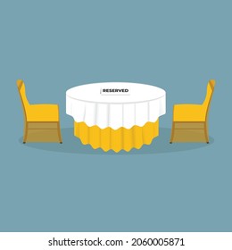 restaurant table is reserved, for a luxury restaurant, flat design vector premium illustration