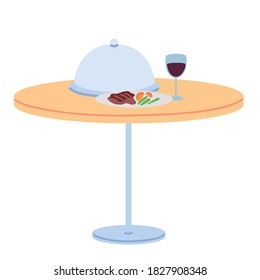 Restauranttisch mit servierten Speisen auf weißem Hintergrund, Vektorgrafik-Design