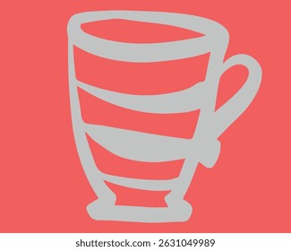 Restaurant table setting cups. Drawing, ink, line art, vector