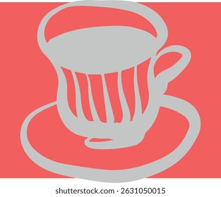 Tazas de mesa de restaurante. Dibujo, tinta, arte lineal, Vector