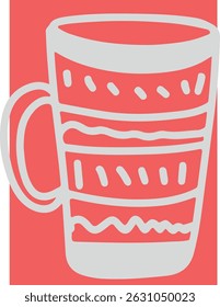 Restaurant table setting cups. Drawing, ink, line art, vector