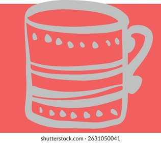 Restaurant table setting cups. Drawing, ink, line art, vector