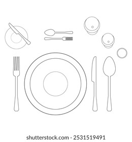 Restaurante, mesa sobre un fondo blanco