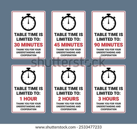 Restaurant Table Time Limit Sign Collection