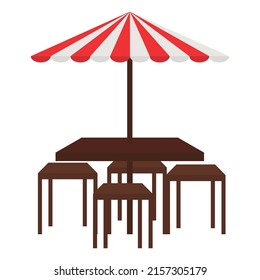 mesa de restaurante con icono de paraguas