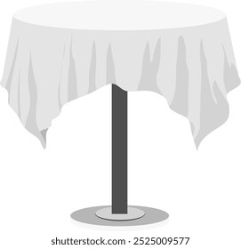Restaurant Table with White Tablecloth Illustration Isolated on White Background