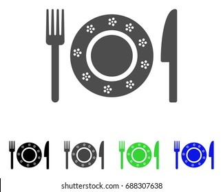 Restaurant Tableware flat vector pictograph. Colored restaurant tableware, gray, black, blue, green pictogram versions. Flat icon style for application design.
