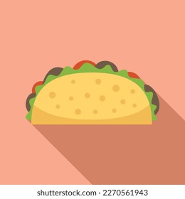 Restaurant taco icon flat vector. Mexican food. Cute mexico