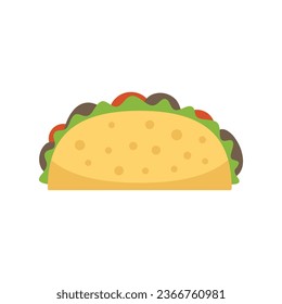 Restaurant taco icon flat vector. Mexican food. Cute mexico isolated