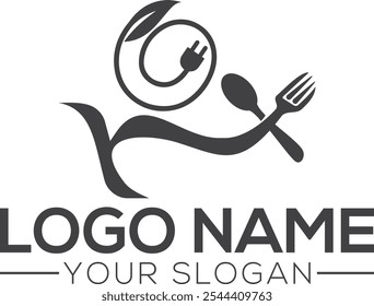 Restaurant take out and delivery food and drink black and white icon