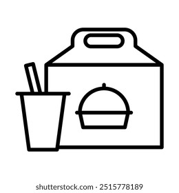 Ilustración vectorial de línea de ícono de comida para llevar