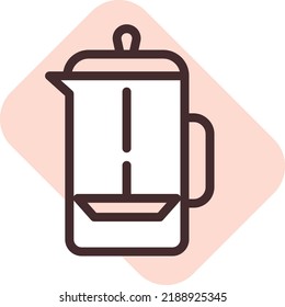 Restaurant-Teekessel, Illustration, Vektorgrafik auf weißem Hintergrund.