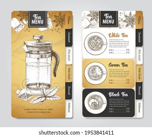 Restaurant Tea Menu Design Decorative Sketch Stock Vector (Royalty Free ...