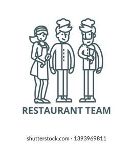 Restaurant team,waiter, cooker. bartender vector line icon, linear concept, outline sign, symbol