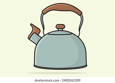 Restaurante Teapot con ilustración vectorial de tapa cerrada. Concepto de icono de objeto interior de cocina. Diseño de iconos de tetera de metal marrón con sombra.