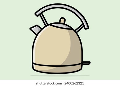 Restaurant Teapot with Closed Lid vector illustration. Kitchen interior object icon concept. Brown metal teapot icon design with shadow.