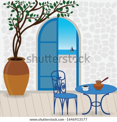 Restaurant terrace with sea view