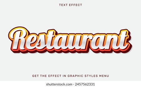 Restaurant text effect template in 3d design