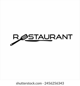 Restaurant text logo design with grill on letter E and knife.