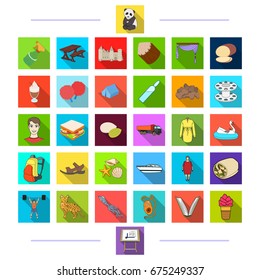 restaurant, textiles, architecture and other web icon in flat style.medicine, business, sport icons in set collection.