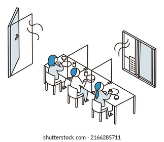 A restaurant that takes measures against perfection such as ventilation and tsuitate