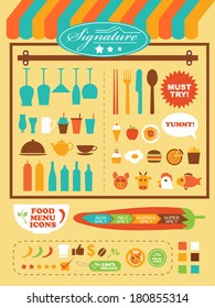 restaurant theme illustration template set 