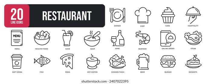 Restaurant thin line icons. For website marketing design, logo, app, template, ui, etc. Vector illustration.