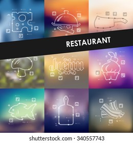 restaurant timeline presentations with blurred unfocused background