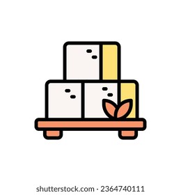 Ilustración de vectores de iconos de tofu en restaurantes