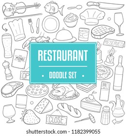 Restaurant Traditional Doodle Icons Sketch Hand Made Design Vector