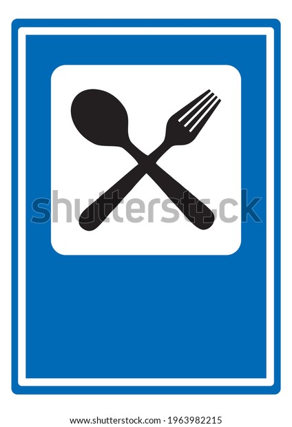 Restaurant Traffic Road Sign Blue Background Stock Vector (Royalty Free ...