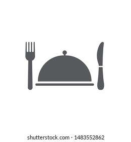 Restaurant tray, fork and knife icon isolated on white background. Restaurant symbol modern, simple, vector, icon for website design, mobile app, ui. Vector Illustration