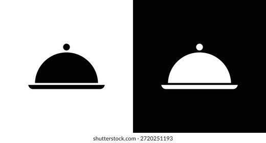 Icono de bandeja de restaurante pictograma plano negro. Para gráficos y Diseño web.