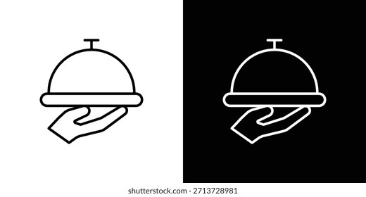 Icono de la bandeja del restaurante, muestra del Vector del contorno, Descarga del diseño del logotipo