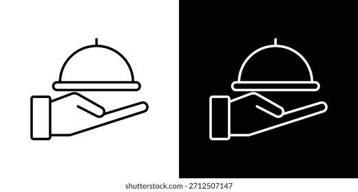 Icono de la bandeja del restaurante en estilo lineal simple.