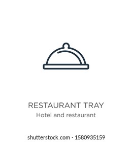 Restaurant tray icon. Thin linear restaurant tray outline icon isolated on white background from hotel and restaurant collection. Line vector sign, symbol for web and mobile