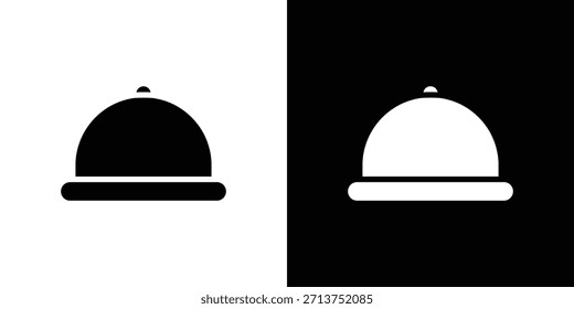 Icono de la bandeja del restaurante. Ilustración vectorial. Silueta en color negro