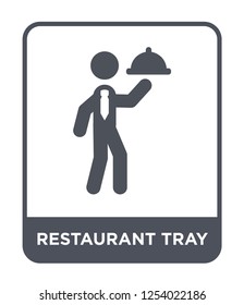 restaurant tray icon vector on white background, restaurant tray trendy filled icons from Hotel and restaurant collection, restaurant tray simple element illustration