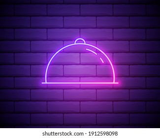 restaurant tray neon icon. Elements of web set. Simple icon for websites, web design, mobile app, info graphics.