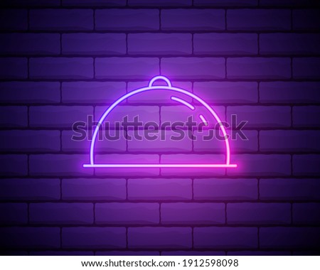 restaurant tray neon icon. Elements of web set. Simple icon for websites, web design, mobile app, info graphics.