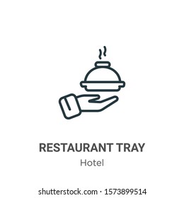 Restaurant tray outline vector icon. Thin line black restaurant tray icon, flat vector simple element illustration from editable restaurant concept isolated on white background