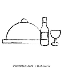 restaurant tray server with wine