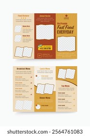 Restaurant trifold brochure design, Fast food menu template