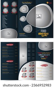 restaurant trifold brochure design template, food menu, menu card, food brochure, flyer design, catalog, brochure template, vector file