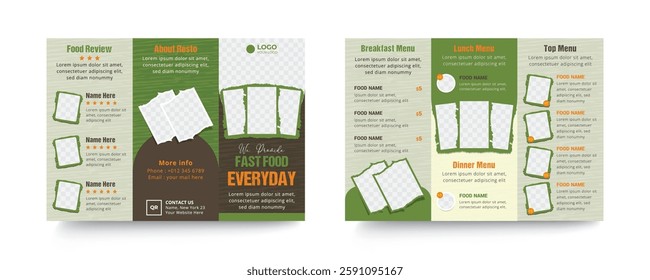 Restaurant trifold brochure menu template design
